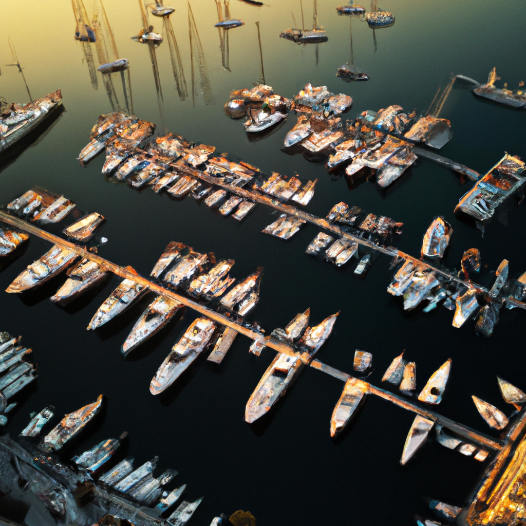 Yacht nel porto di Genova all'alba, vista aerea luminosa
