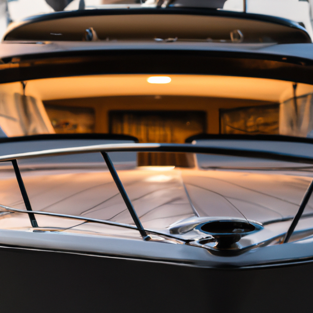 Yacht in cantiere a Genova all'alba, scafo lucido e squadra al lavoro.