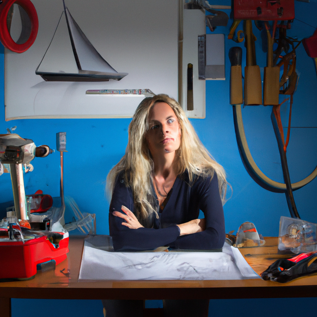 Ritratto Responsabile Ingegneria refit yacht, donna italiana, sfondo officina